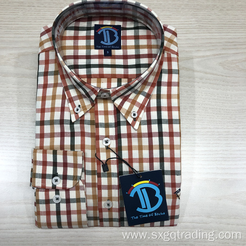 Male 100% cotton yarn dyed long sleeve shirt